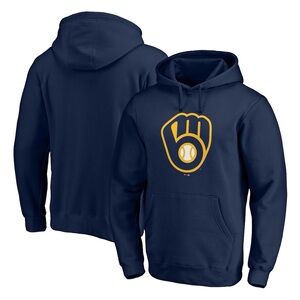 Milwaukee Brewers Official Team Logo Pullover Hoodie - Navy - Size M